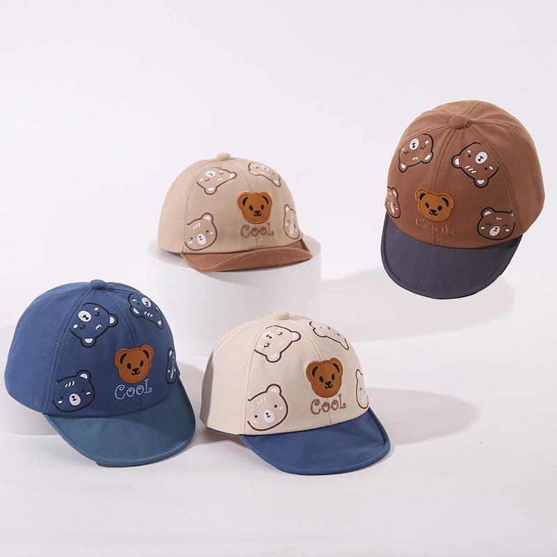 Cute Cartoon Baby Cap Bear Soft Brim Cotton Infant Boys Girls Baseball Cap Breathable Comfortable Newborn Toddler Sun Hats