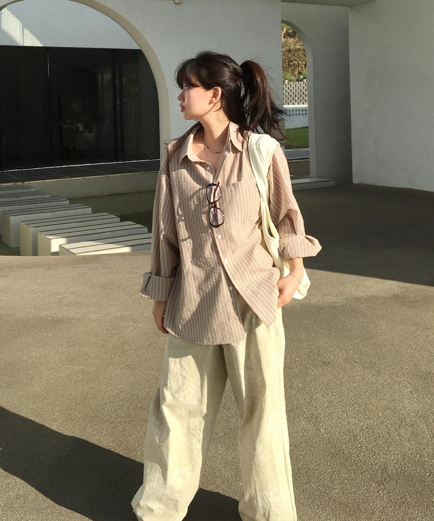 CONCEPTIDE Oat Stripe Shirt_Brown