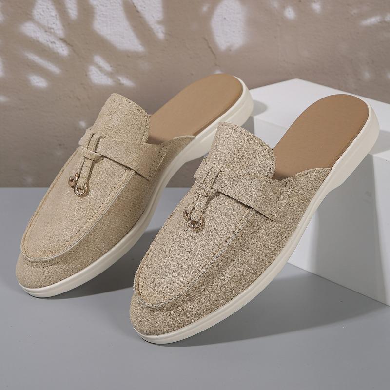 Весна Новые Женские Туфли-Мюли С Закрытым Носком и Ремешком Слингбэк Повседневные Слипоны Уличная Ленивая Обувь