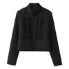 Spring 2026 new European and American cross-border women's clothing street fashion solid color stand-up collar breasted short jacket w017 D045