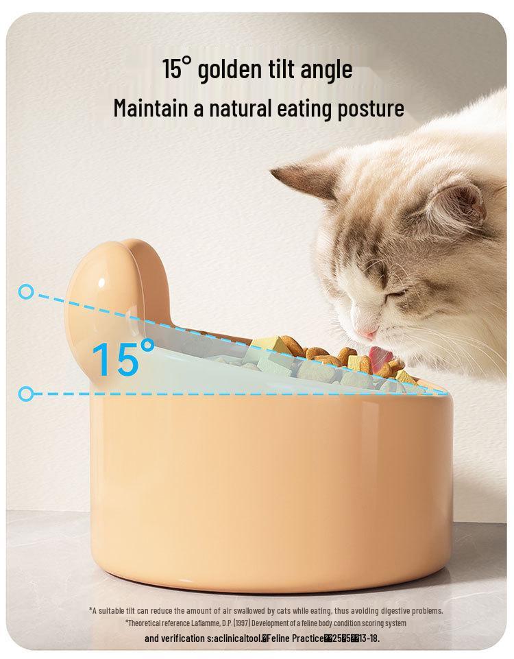 Миска для питомца из керамики 'Милый румяный медвежонок' - Наклонная миска большого диаметра для кошек и собак