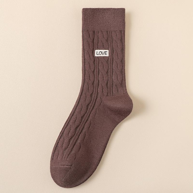 Женские вышитые носки средней длины с ворсом, универсальные удобные дышащие тонкие носки средней длины с ворсом