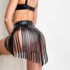 Короткая кожаная юбка с кисточками, пояс для чулок – готическая панк BDSM фетиш-лингери