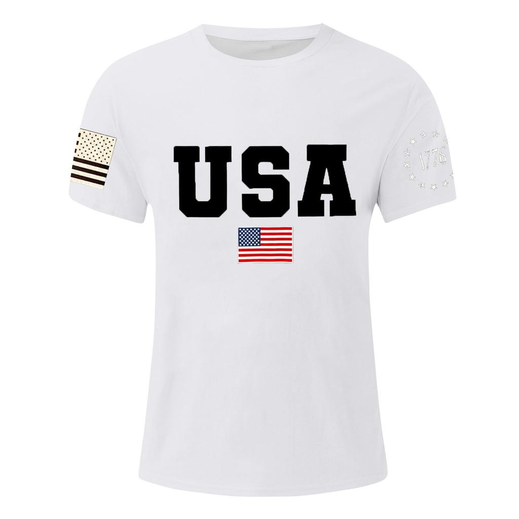 Мужская футболка с принтом ко Дню независимости, мужской свободный повседневный топ с короткими рукавами