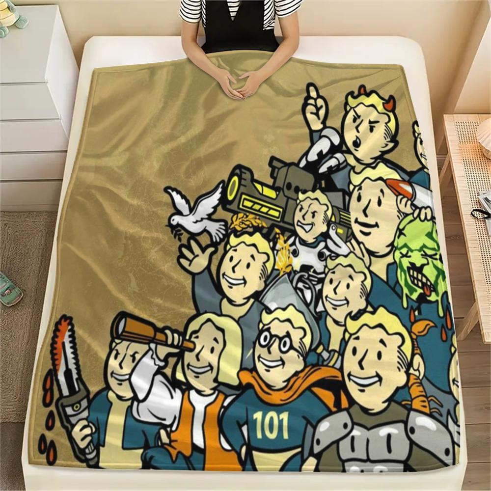 1 шт. Фланелевое одеяло с принтом Fallout, Высококачественное, Для всех сезонов, Декор для дома, Тепло и уют, Идеально для рождественских подарков
