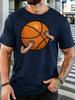 Unisex Crew Neck Tee Funny Hugging Basketball Cartoon Graphic Print Short Sleeve Top Summer Outdoor Loose Soft Casual Basic Wear
