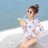 New Summer Children's Swimwear Girls' Bikini Cartoon Print Baby Boys' Swimsuit Long Sleeve Sunscreen Beach Swimming Clothing