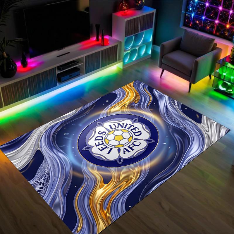 Футбольный дизайн Leeds United Хрустальный бархатный ковер Уютный Не?Нескользящий ковер с принтом для спальни, гостиной, прихожей