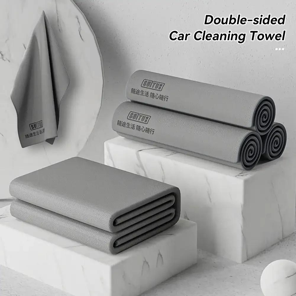 1 шт. 30x40 см/40x40 см/35x75 см двухслойное замшевое полотенце для чистки автомобиля сушка для мытья полотенце из микрофибры для автомобиля
