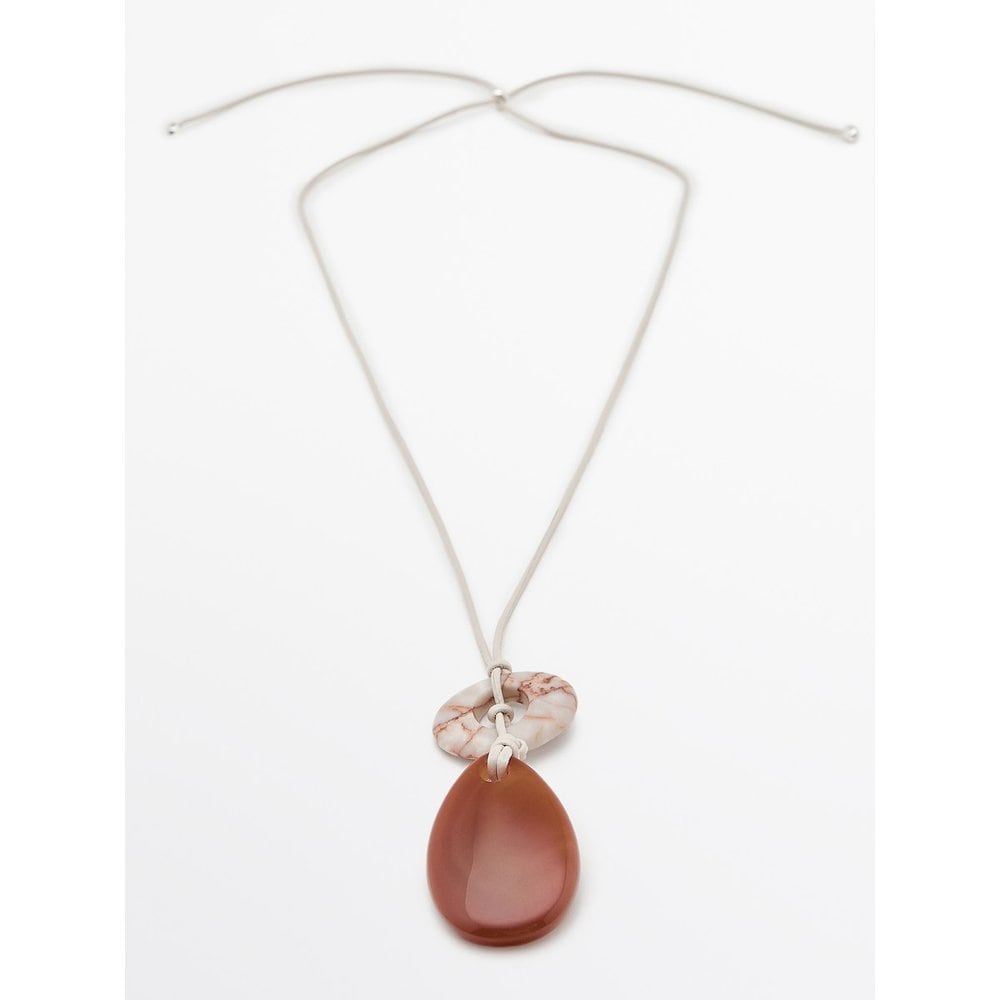 Stone Detail Leather Cord Necklace 04602588201