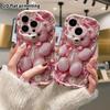 Phone Case: 2D flat, fits iPhone 12–18 Pro, phone accessory, pink plush bear, perfect for Christmas and Halloween gifts