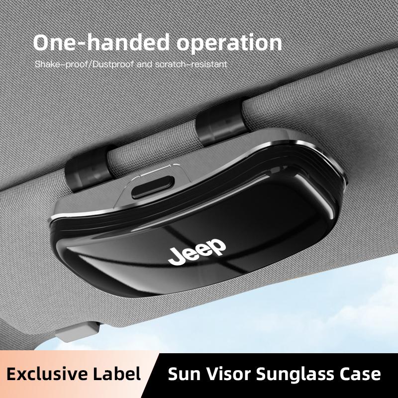 Car Visor Glasses Box Auto Sunglasses Storage Case For Jeep Grand Cherokee Wrangler JK Gladiator Compass Renegade Wagoneer Recon AJP1