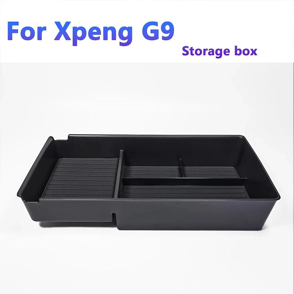 Для автомобиля Xpeng G9 Ящик для хранения подлокотника Органайзер центральной консоли Контейнер Лоток для монет Ящик для хранения очков Аксессуары с резиновой прокладкой из АБС