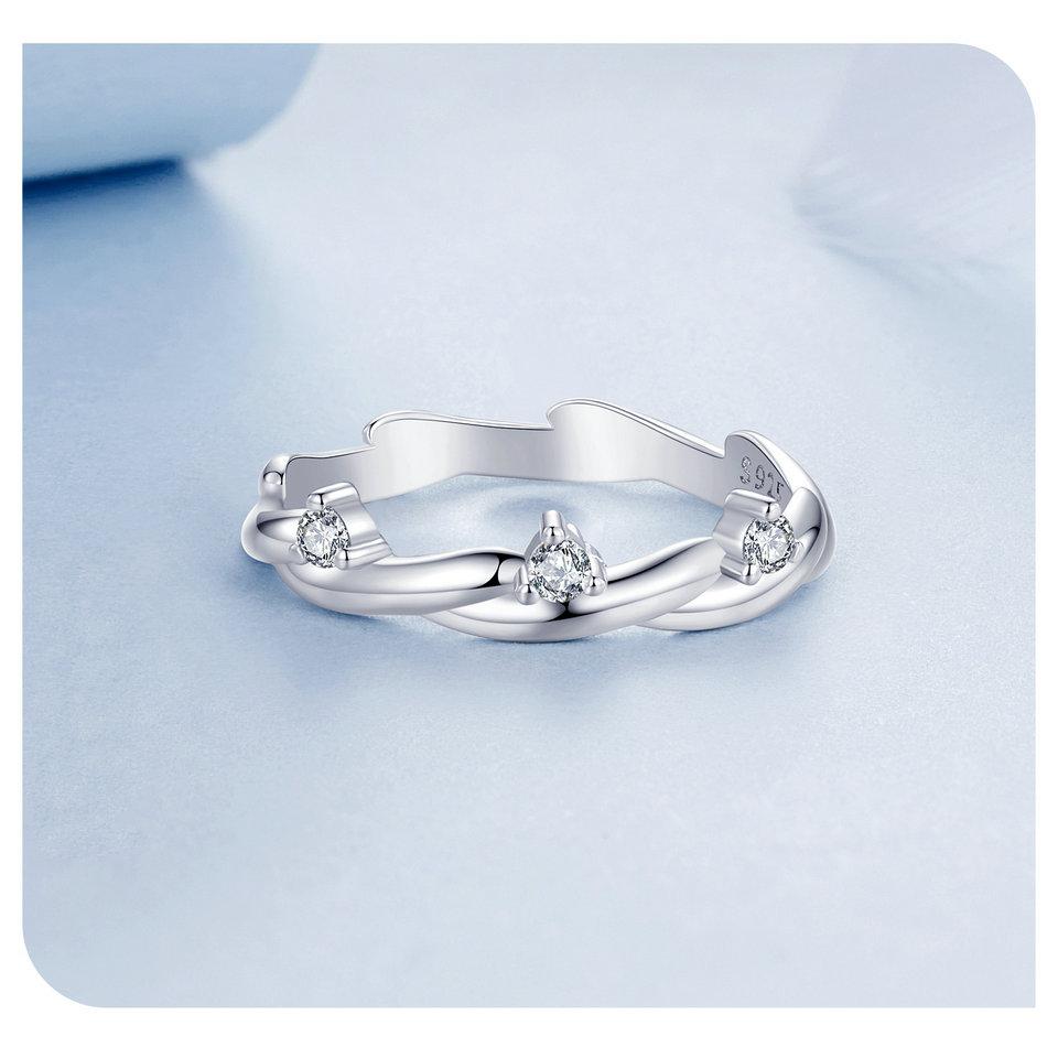 BAMOER 925 Sterling Silver Simple Twisted Ring Fashion Everyday Wear For Women Birthday Gifts Fine Jewelry