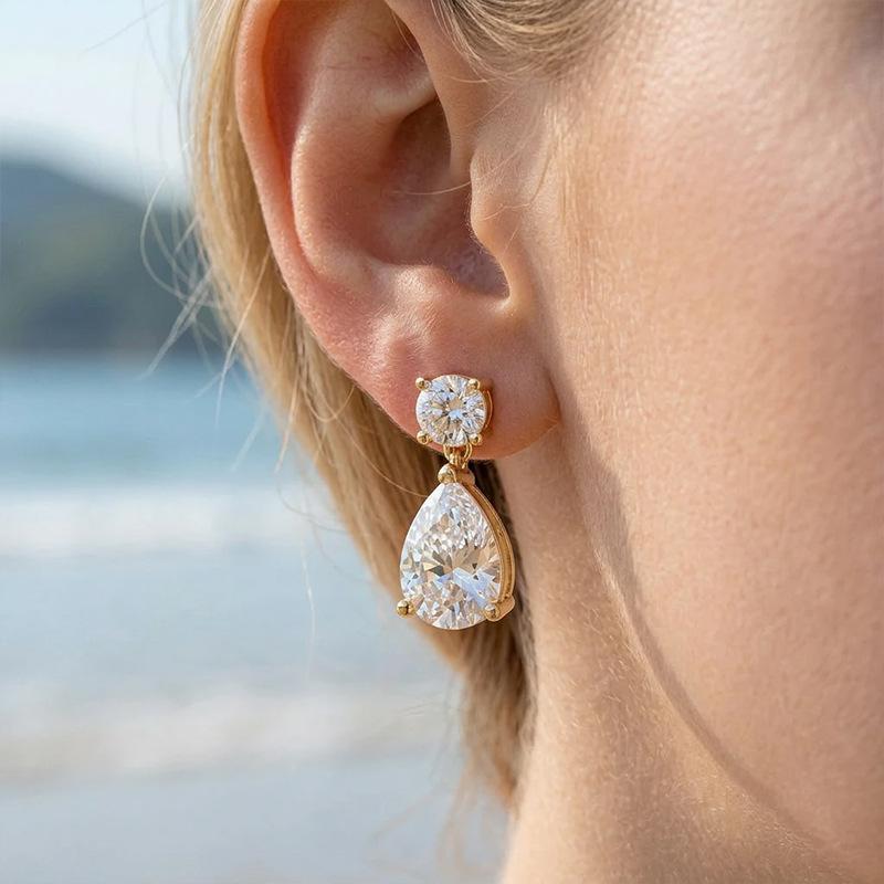 WUIHA 925 Sterling Silver 7 * 10 MM Pear Cut D Color Real GRA Moissanite Diamonds Gemstone Drop Dangle Earrings Fine Jewelry