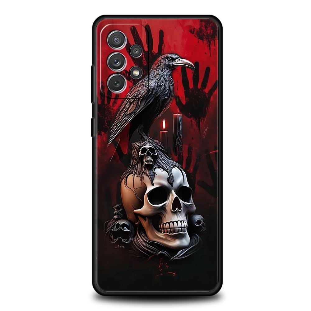 Чехол для телефона с узором "Череп ворона" для Samsung Galaxy A17 A07 A55 A35 A25 A15 A05 A33 A31 A23 A21s A13 A41 A73 A53 A51 A71