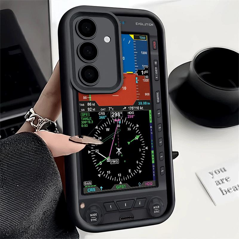 Phone Case for Samsung Galaxy A17 A16 A15 A14 A13 Aircraft Instrument Cockpit Radar A56 A36 A26 A55 A35 A25 A54 A34 A24 A53 A33