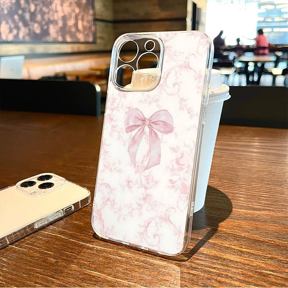 Чехол для телефона с галстуком-бабочкой Для iPhone17,16,15,14,13,12,11 Plus,Pro Max Мягкий прозрачный чехол