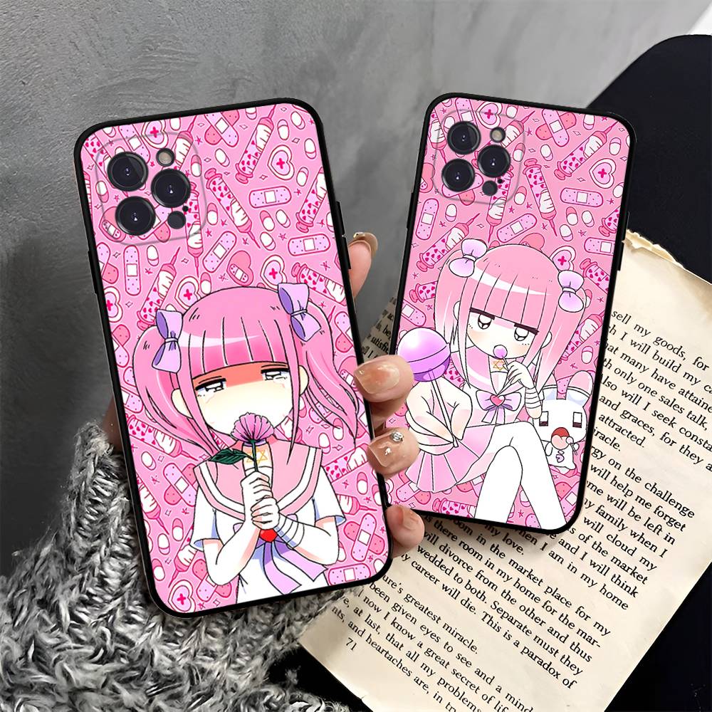 Чехол для телефона Аниме Менхера Чан Для iPhone 16 15 17 13 14 12 11 Pro Max Plus Черный Чехол-Крышка