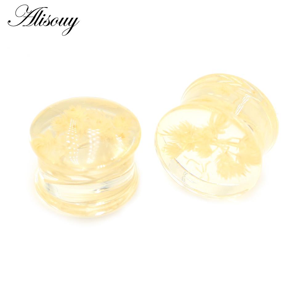 Alisouy 2 шт. прозрачный акриловый цветок лист одуванчик снежинка ушные манометры туннельная пробка носилки расширитель пирсинг украшения для тела