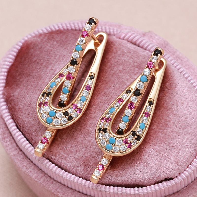 Luxury Drop Earrings With Multi Color Zircon Statement Women's Wedding Party Jewelry