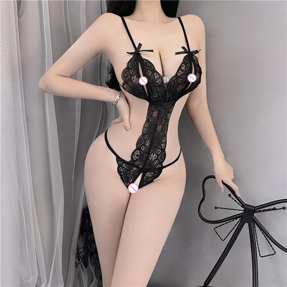Костюмы Боди с вырезом Deep V Платье Эротический полый бюстгальтер