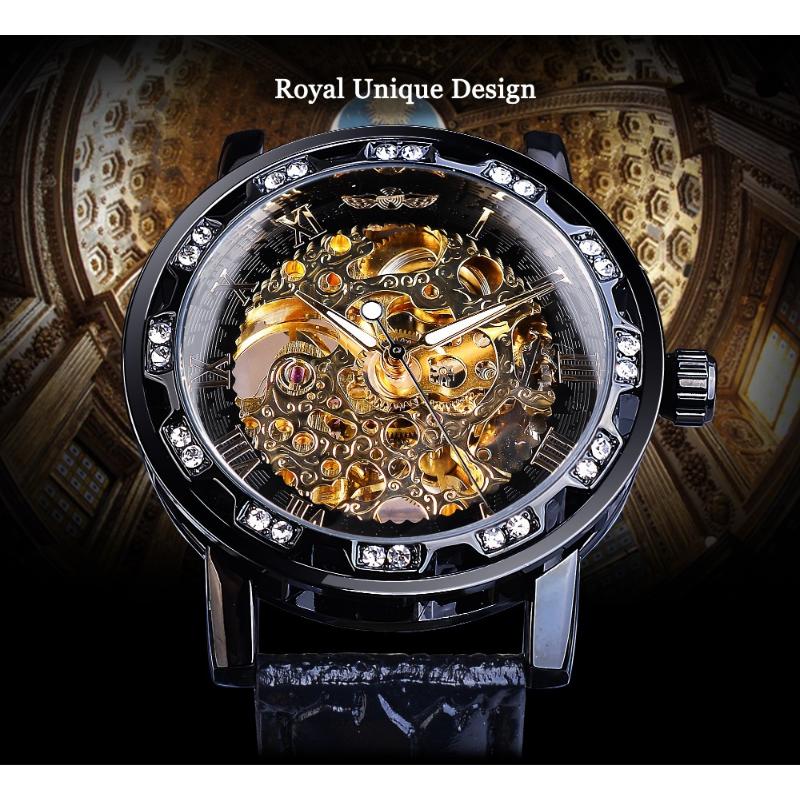 Winner Watch Мужская мода Досуг Классические популярные механические часы со стразами