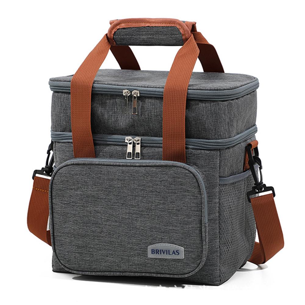 Ланч-бокс Изолированная сумка для ланча Расширяемая двухъярусная сумка-холодильник Легкая герметичная сумка-тоут с боковым карманом для салфеток