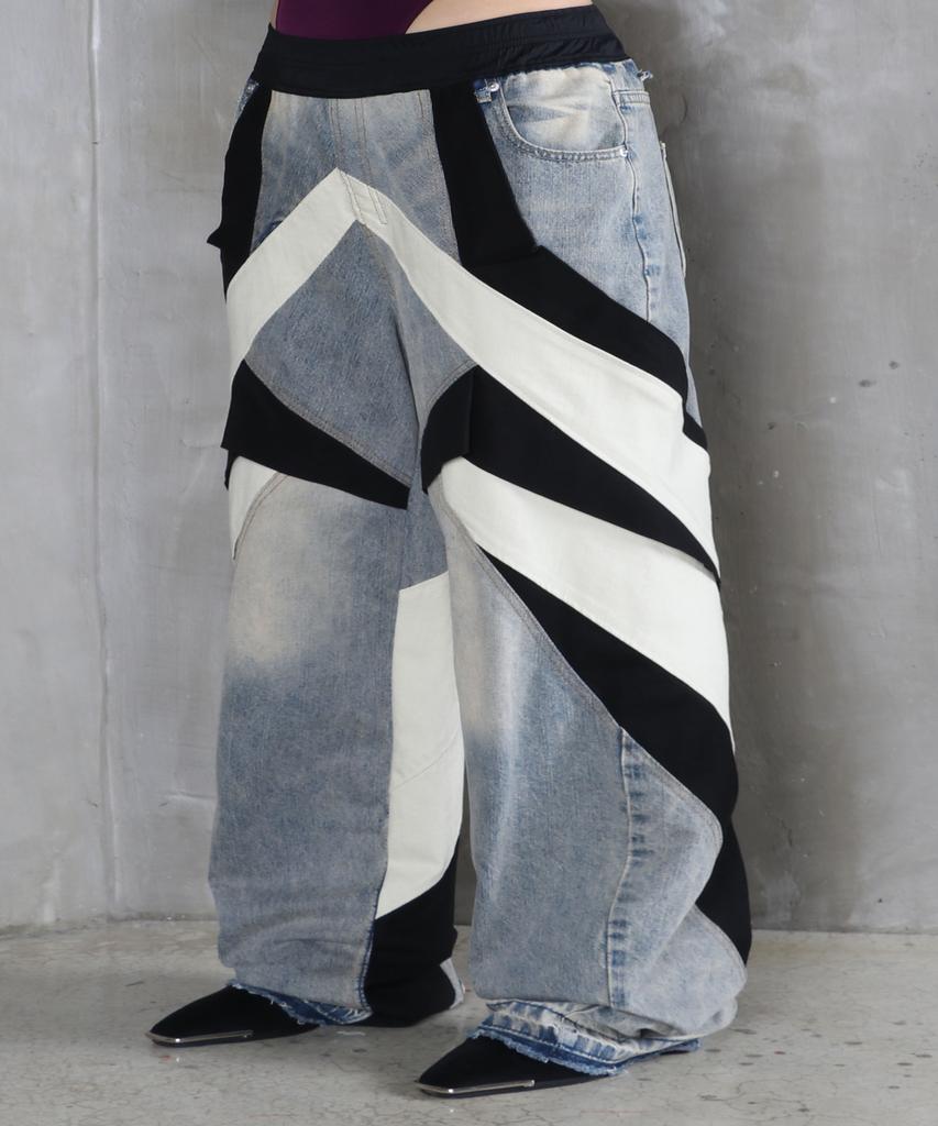 Sumilo Semi-Wide Origami Upcycled Denim Pants Unisex