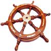 Brass Wooden Ship Wheel, Decorated On Surface Wall Hanging Showpiece (Brown, 24" Inch) Sian