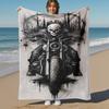 1pc Skull Biker Outdoor Flannel Blanket Soft Warm All-Season Throw for Sofa Bed Car Camping Office, Cozy Gift Idea1211S