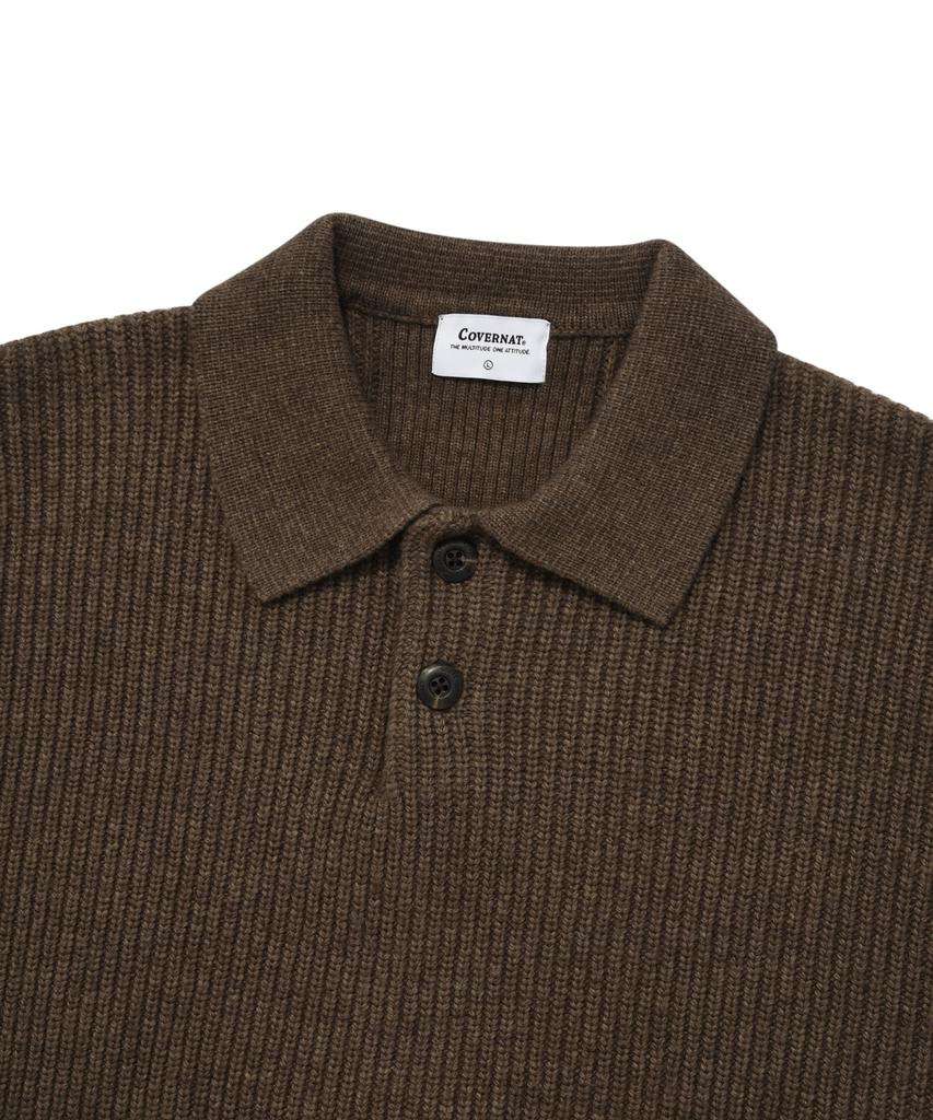 COVERNAT Lambswool Collared Knit Beige