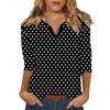 Women's Stand Collar 3/4 Sleeve Printed Top T-shirt