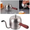 Pour Over Coffee Kettle Tea Pot 500 Ml Anti Wooden Handle Outdoor Indoor Stainless Steel