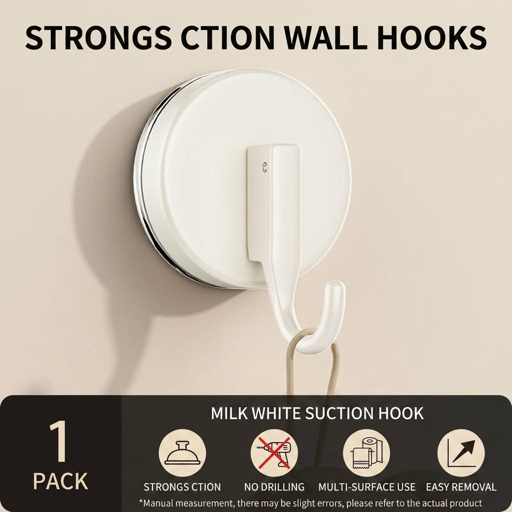 Abs Suction Cup Hook Strong Adhesion Wall Mounted Hanger For Bathroom Kitchen