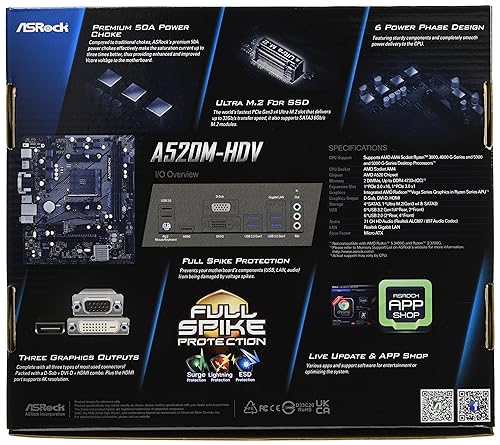 ASRock A520M-HDV Supports AMD AM4 Socket Ryzen™ 30