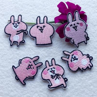 Очаровательная мультяшная вышивка в виде кролика, играющего на трубе, с клеевой основой