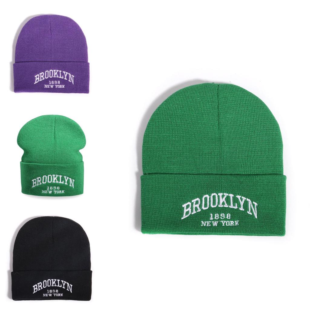 Осенне-зимняя вязаная шапка с вышитыми буквами и акрилом для уличного и хип-хоп стиля