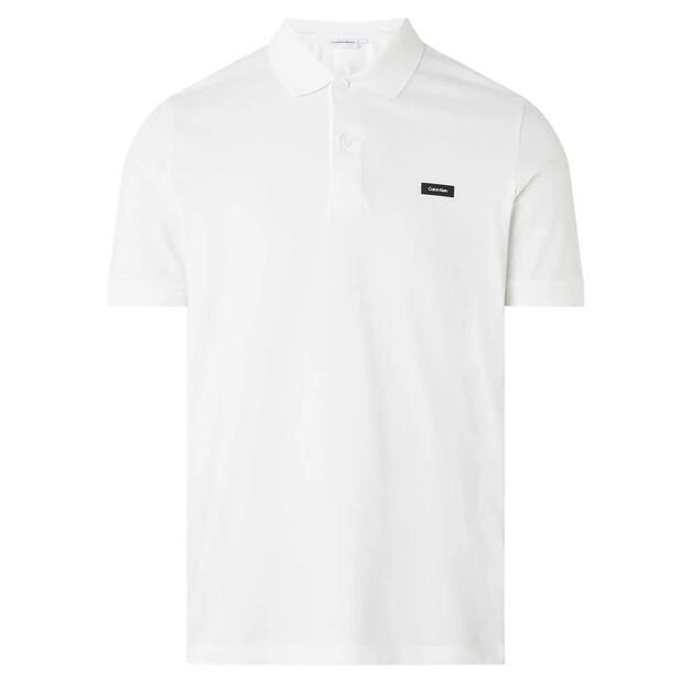 Calvin Klein Stretch Pique Slim Button Short Sleeve Polo