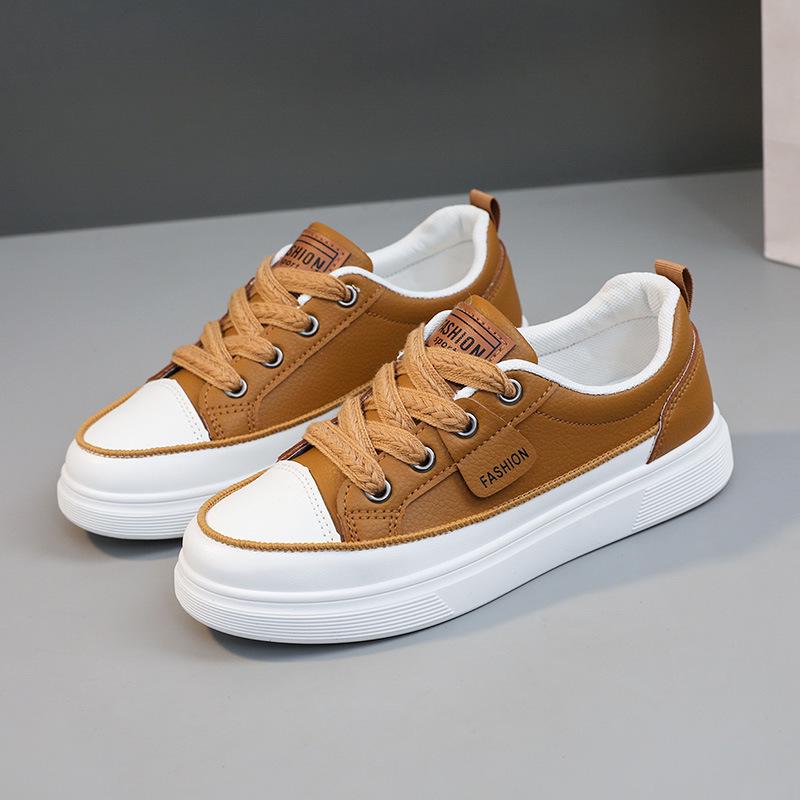 YQ30 Women's Casual White Sneakers, Summer 2023: Height-Boosting, Thin-Soled, Durable Leather, Versatile Design.