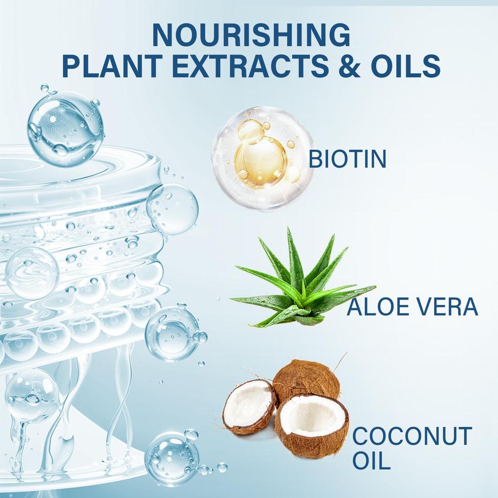 Биотиновый шампунь - Улучшает секущиеся кончики и пушистость, Улучшает текстуру волос и укрепляет волосы - Увлажняет и придает объем для всех типов волос