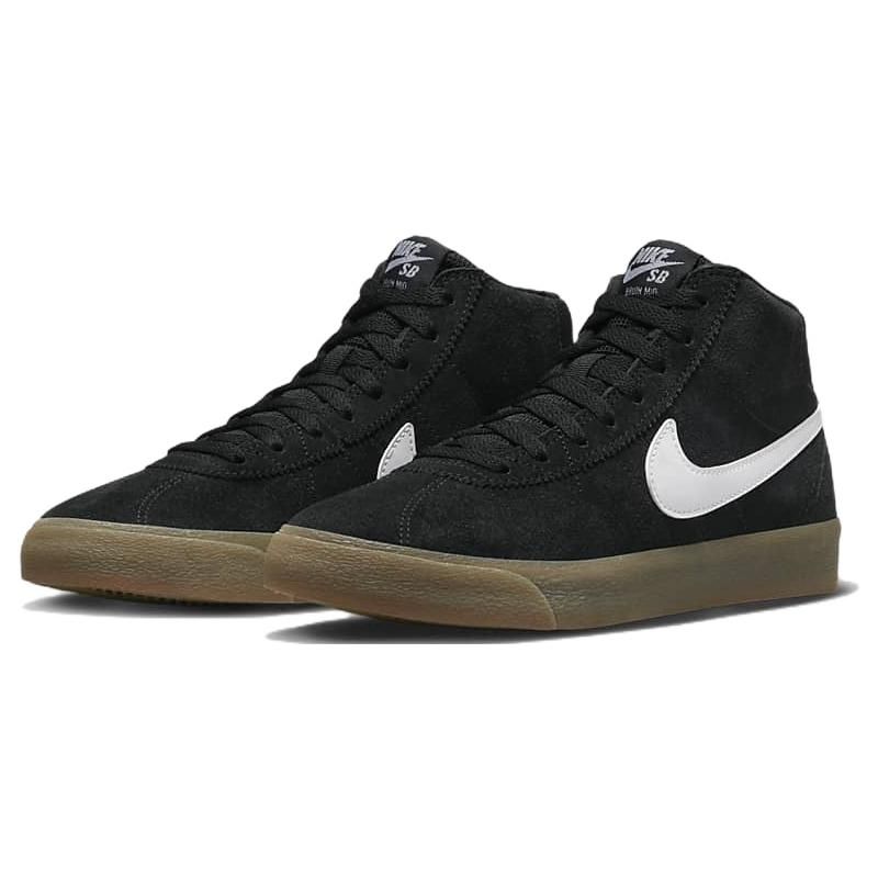 Nike Bruin High SB Черно-белые кроссовки для женщин с подошвой цвета жевательной резинки DR0126-002