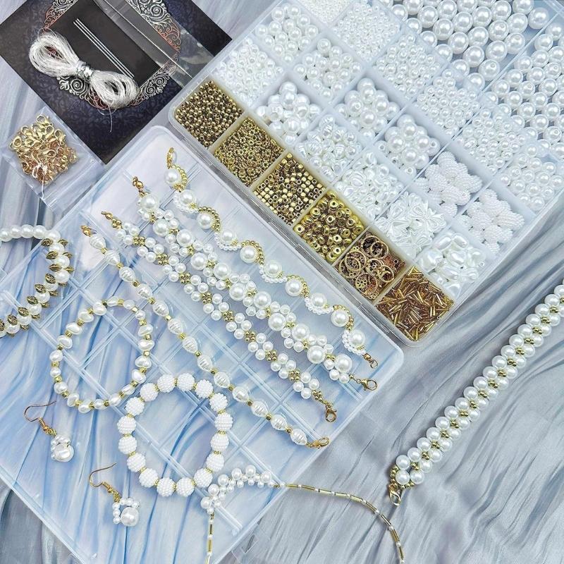 Versatile Spacer Beads Charm Loose Beads ABS Material DIY Beads Set Threading Beads for DIY Bracelet and Jewelry Making