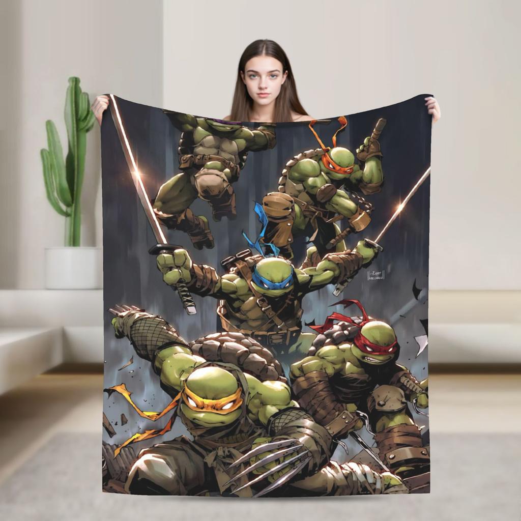 TMNT Game  Blanket Quality Warm  Bedding Throws Winter Airplane Travel Couch Chair Funny Bedspread
