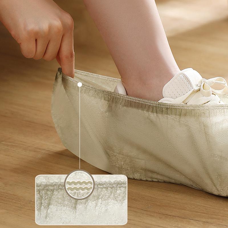 100pcs Nonwoven Shoe Cover Dustproof Thickened Plastic Cleaning Overshoes One Size Foot Cover For Home