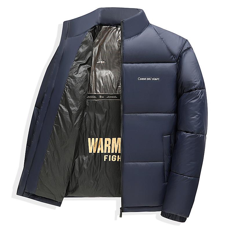 Осенне-зимняя повседневная толстая графеновая черная золотая хлопковая куртка мужская с воротником-стойкой из хлопка