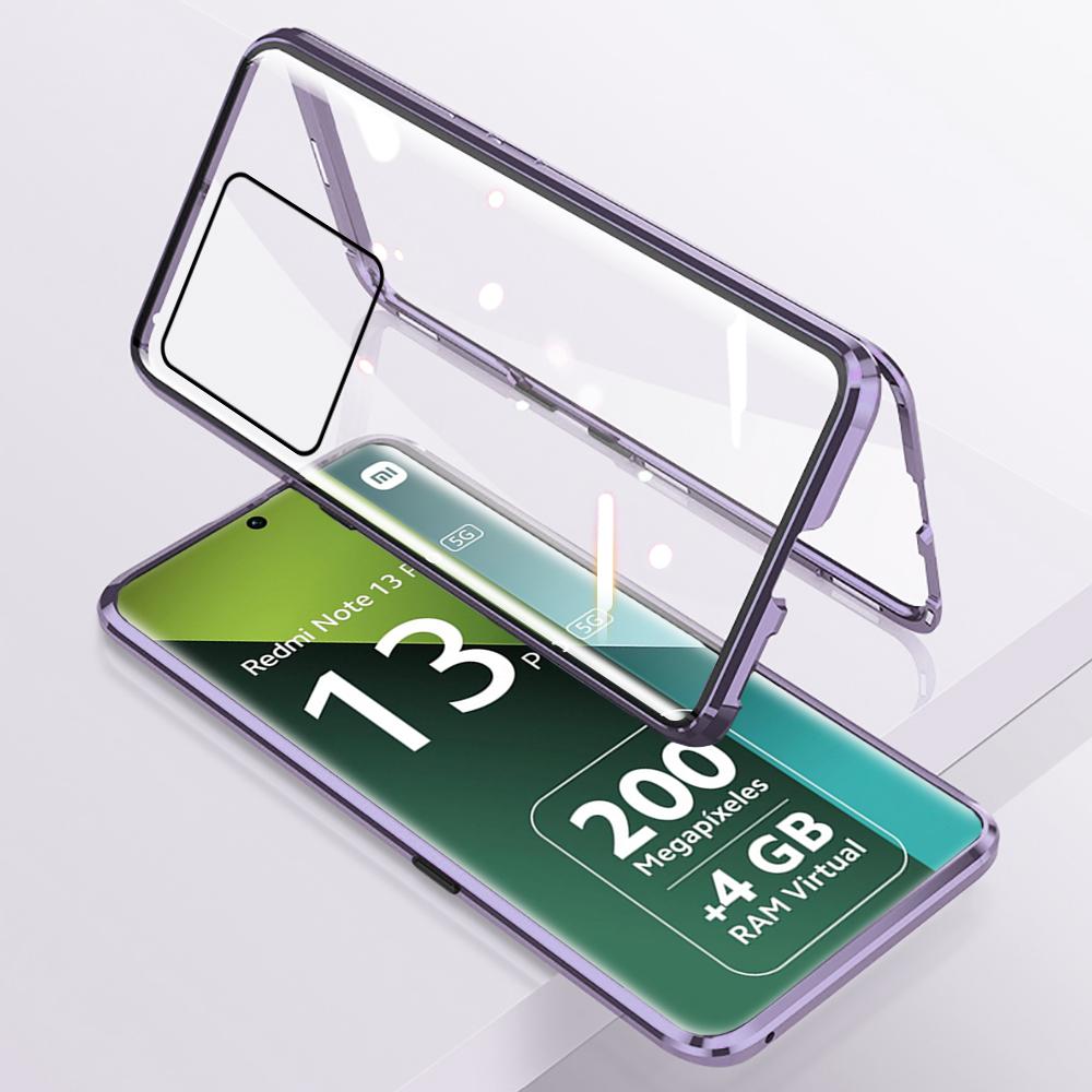 Магнитный двухсторонний защитный чехол на 360° для Xiaomi Redmi Note 13 Pro 5G Note13 13Pro 4G, чехол спереди и сзади, стеклянный металлический каркас