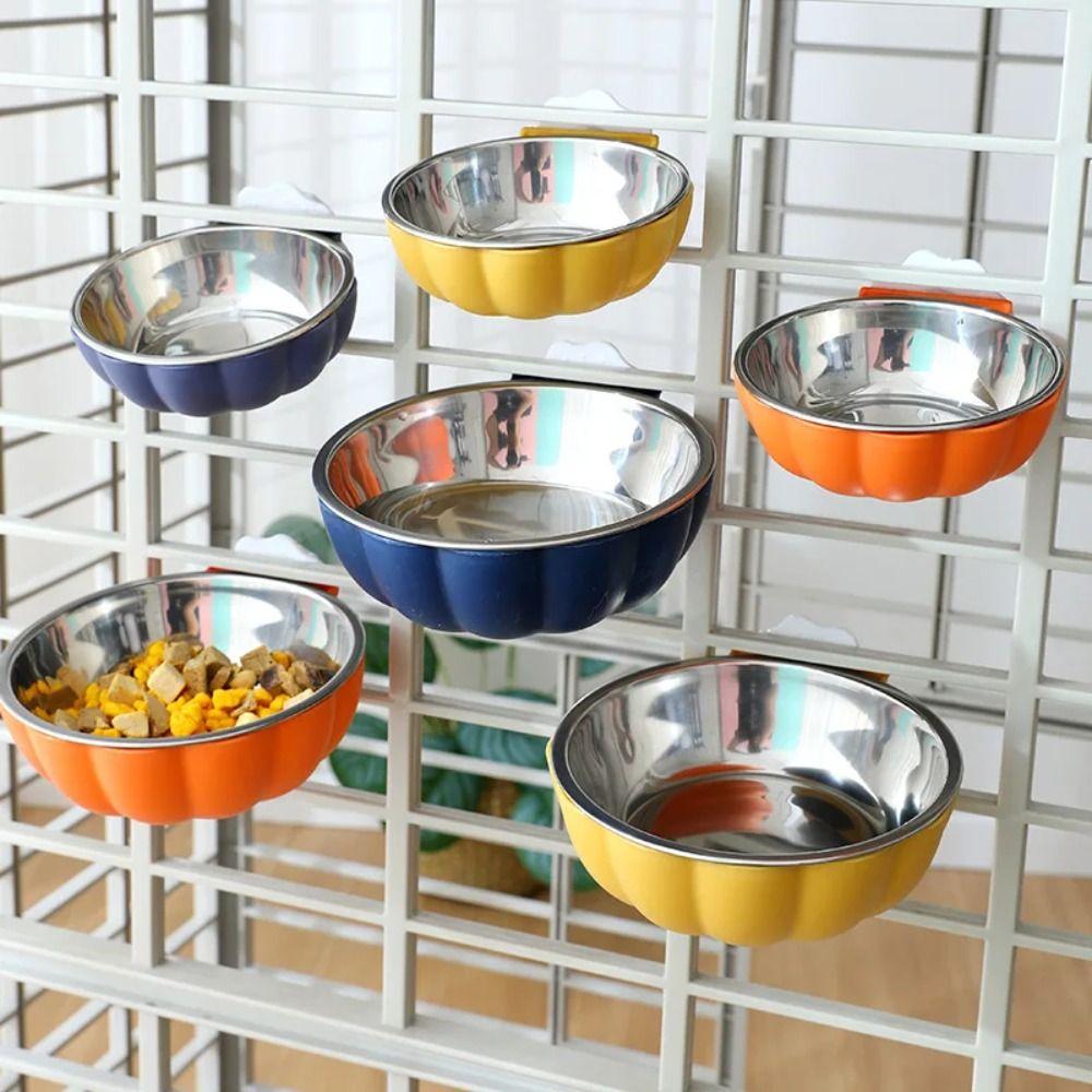 Stainless Steel Pet Cage Bowl Hanging Design Pet Food Basin Detachable Pet Feeding Bowl Cat Dog