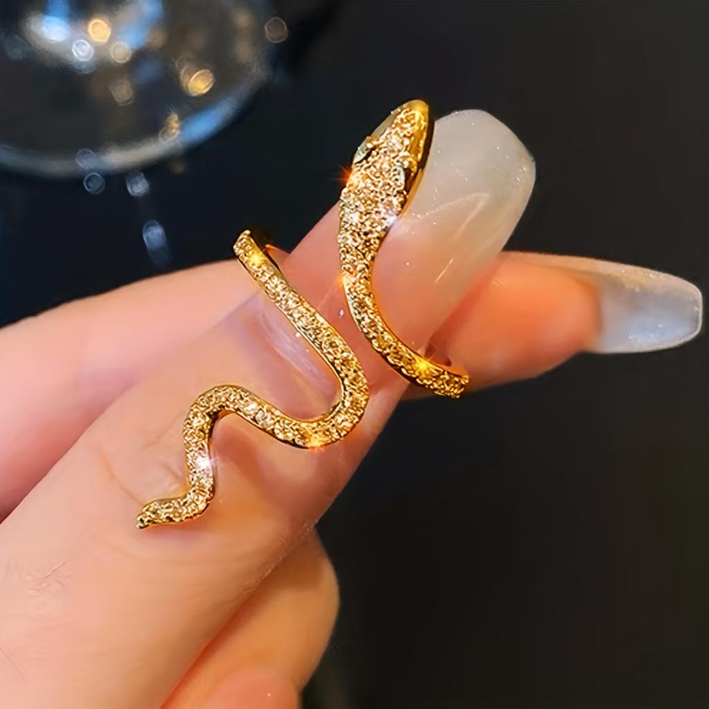 1 шт. шикарное кольцо-обертка с модным дизайном в виде змеи, украшенное блестящими стразами золотистого или серебристого цвета, подходящее к повседневным нарядам, аксессуар для вечеринок