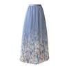 DX~Spring/Summer New Fat MM Gradient Mesh Half Skirt Women's High Waist Mid Length A-line Skirt Pleated Skirt